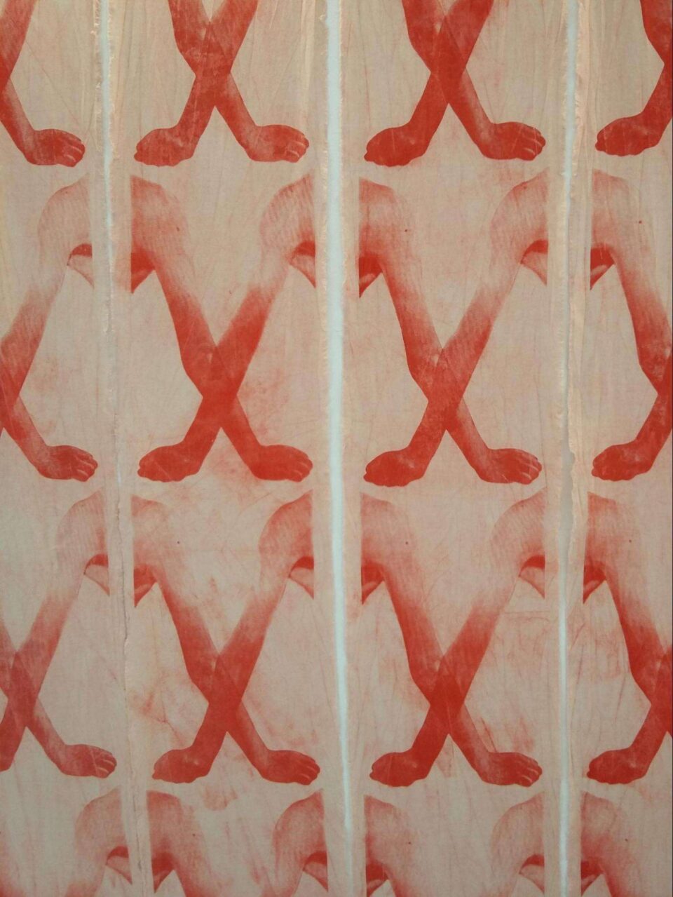 Sans titre 2017 300x300 cm 6 panneaux serigraphies Piece uniique Vue dexposition 2Angles Flers 1